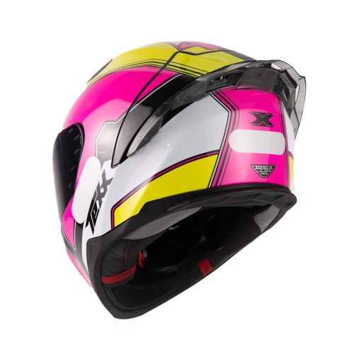 Capacete Texx Raptor Hornet Amarelo Rosa e Branco